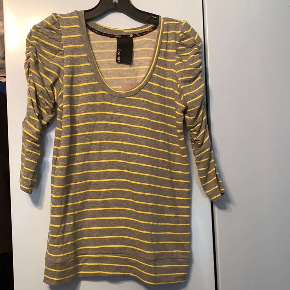Dolan gray and yellow stripe top, Small, from Anthropologie